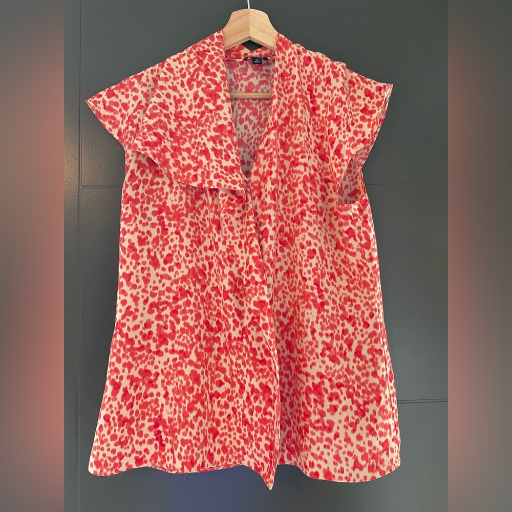 Red and White Patterned Blouse